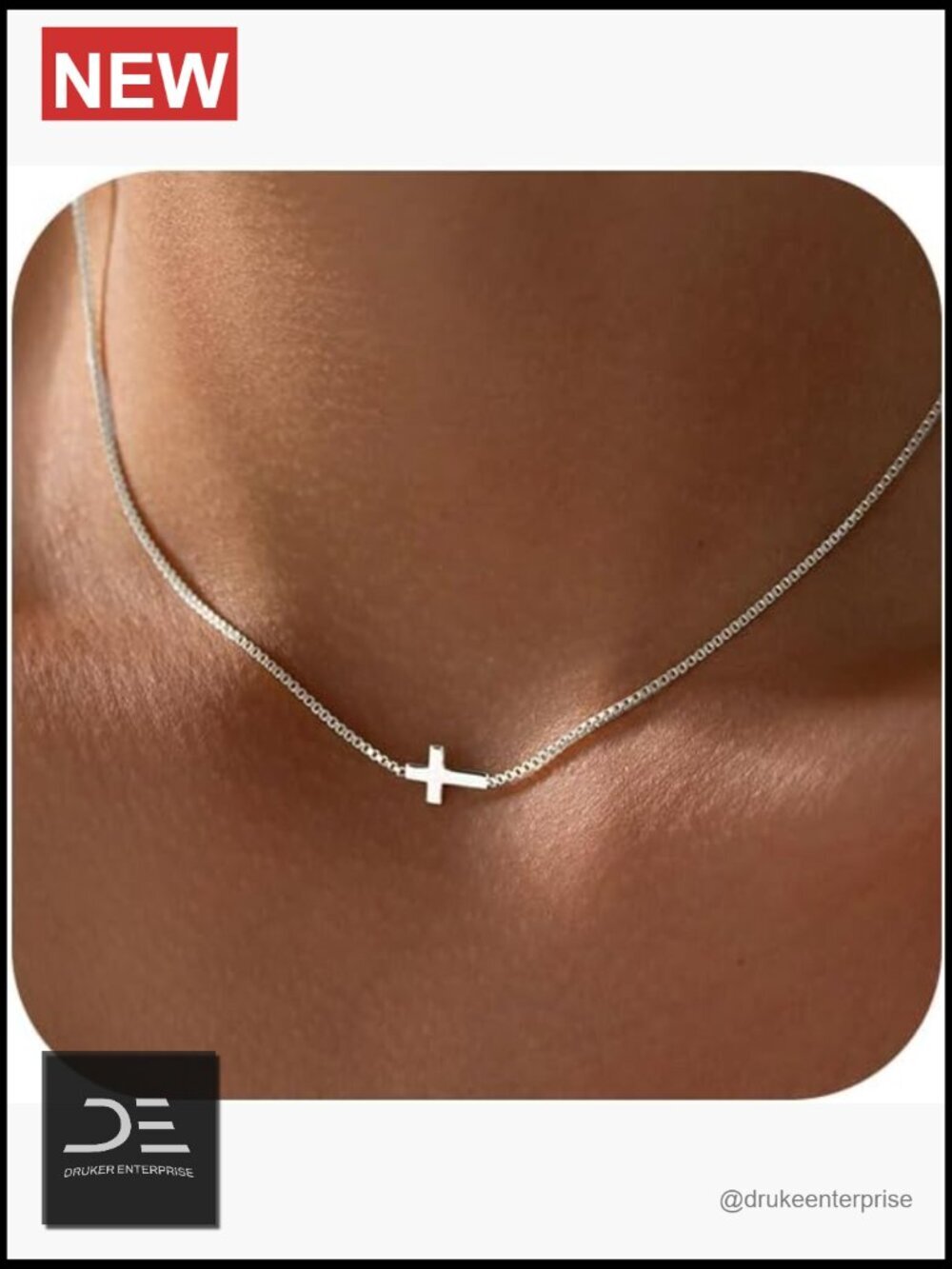 14K Gold Silver Plated Dainty Small Cross Pendant Choker Necklace